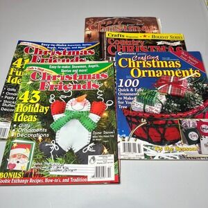Christmas Holiday Craft Magazine Lot of 5 Ornaments Decor Recipes Quilting